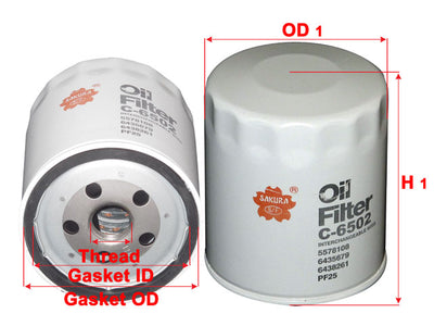 SAKURA,, Oil Filter (Spin-On), L63, C-6502, MASSEY-FERGUSON