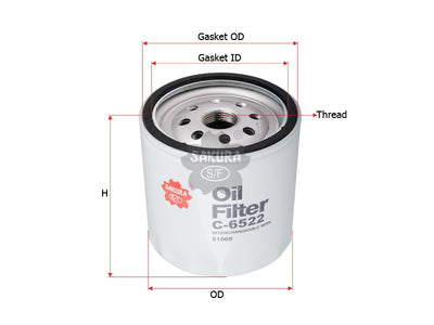 SAKURA,, Oil Filter (Spin-On), 32/918700, C-6522, GMC