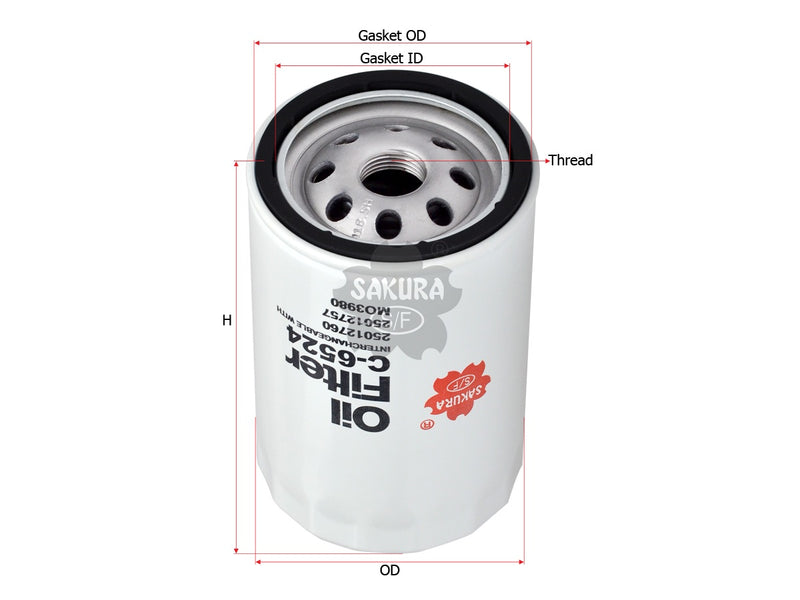 SAKURA,, Oil Filter (Spin-On), 25012760, C-6524, CHEVROLET