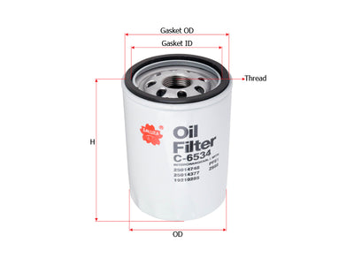 SAKURA,, Oil Filter (Spin-On), 25014748, C-6534, OLDSMOBILE
