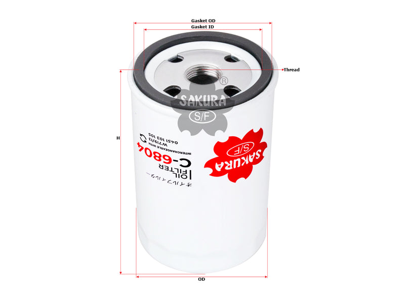 SAKURA,, Oil Filter (Spin-On), 103 184 02 01, C-6804, MERCEDES-BENZ