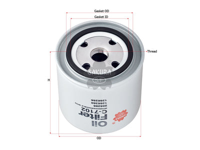 SAKURA Oil Filter (Spin-On) 872683 C-7102 Fits TOYOTA HIACE