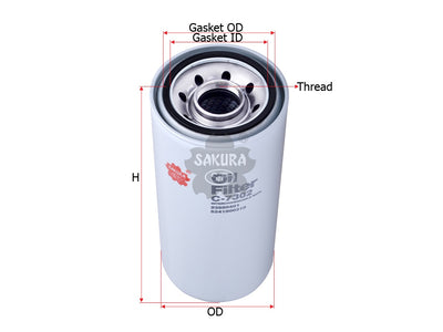 SAKURA,, Oil Filter (Spin-On), 524 184 01 01, C-7302, DETROIT DIESEL