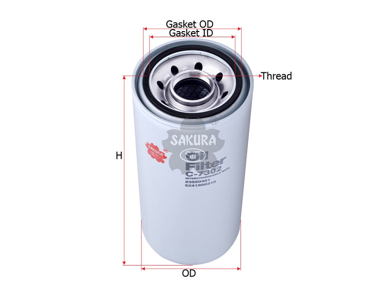 SAKURA,, Oil Filter (Spin-On), 524 184 01 01, C-7302, DETROIT DIESEL