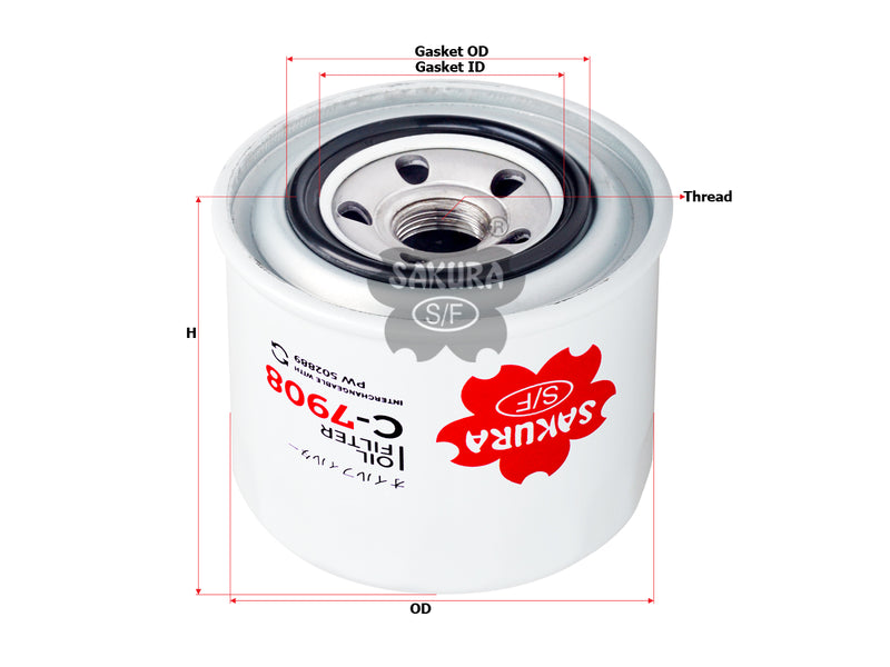 SAKURA,, Oil Filter (Spin-On), PW 510253, C-7908, PROTON