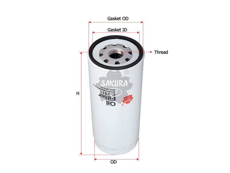 กรองน้ำมันเครื่อง(Spin-On) , SAKURA, 92071182, C-7911, CATERPILLAR (123100)