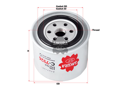 SAKURA,, Oil Filter (Spin-On), W21ESO1640, C-7926, CASE