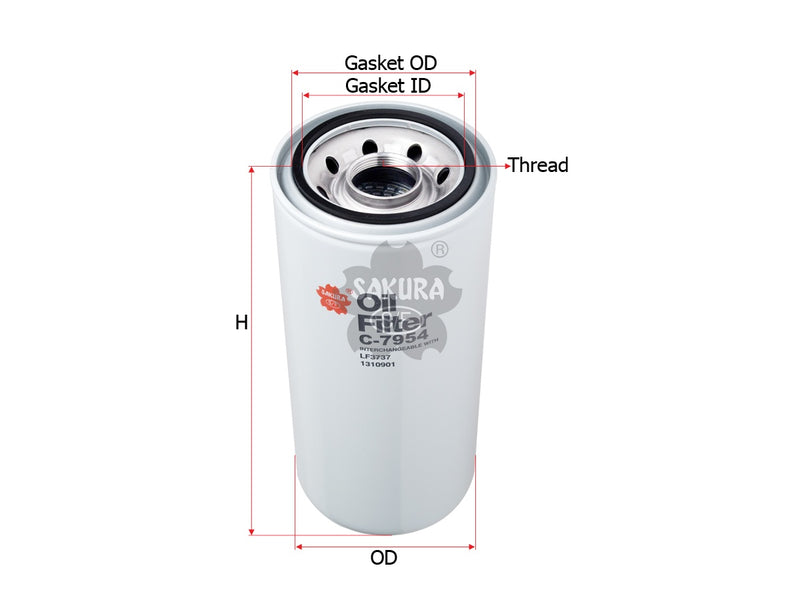 SAKURA,, Oil Filter (Spin-On), 1310901, C-7954, DAF