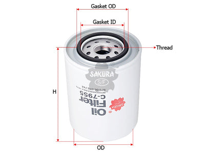 SAKURA,, Oil Filter (Spin-On), 84287923, C-7955, CATERPILLAR