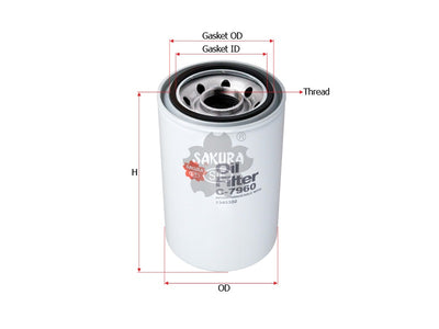 SAKURA,, Oil Filter (Spin-On), 1345332, C-7960, DAF