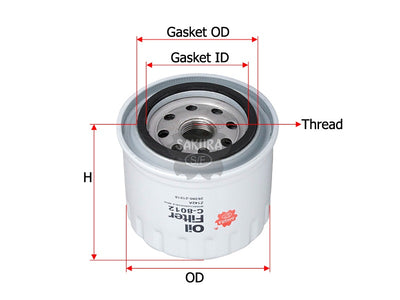SAKURA,, Oil Filter (Spin-On), MD136466, C-8012, HITACHI