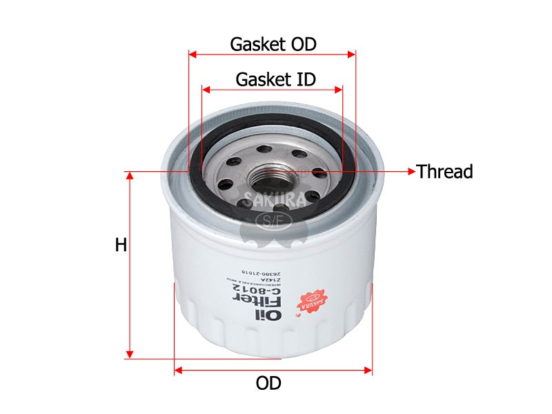 SAKURA,, Oil Filter (Spin-On), MD136466, C-8012, HITACHI