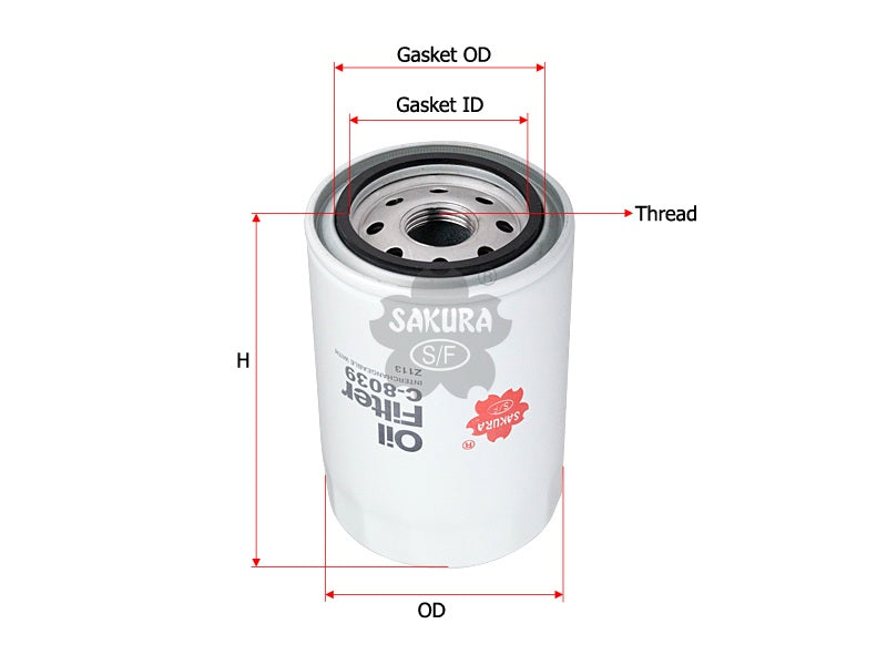 Oil Filter (Spin-On), SAKURA, GFE154, C-8039, JAGUAR (125589)