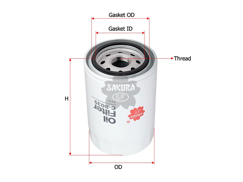 กรองน้ำมันเครื่อง(Spin-On), SAKURA, GFE154, C-8039, JAGUAR (125589)