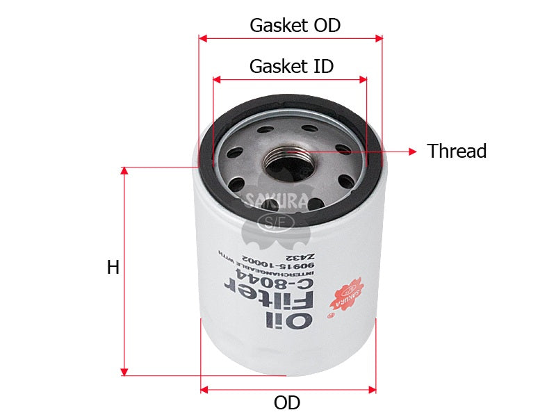 SAKURA,, Oil Filter (Spin-On), 90915-10002, C-8044, TOYOTA