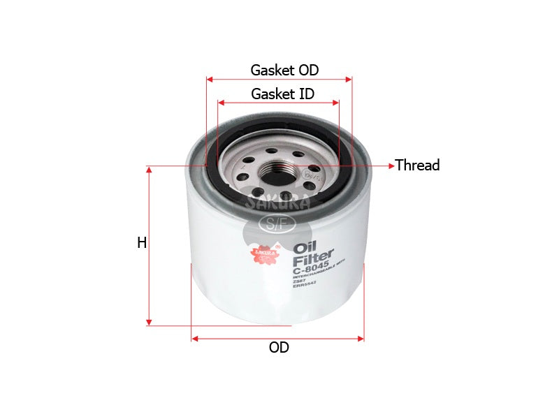 SAKURA,, Oil Filter (Spin-On), ERR5542, C-8045, LAND ROVER