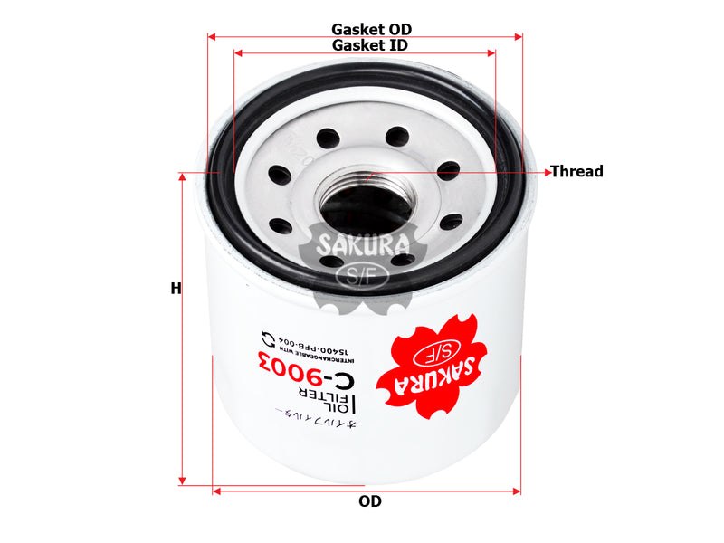 กรองน้ำมันเครื่อง(Spin-On) , SAKURA, 15400-PFB-004, C-9003, HONDA (126204)