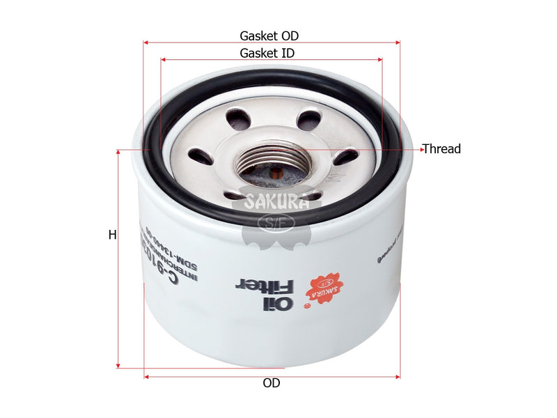 กรองน้ำมันเครื่อง(Spin-On), SAKURA, 5DM-13440-00, C-91030, YAMAHA (122981)