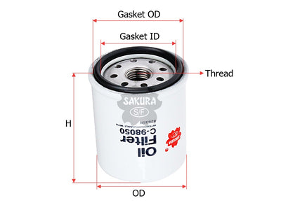 SAKURA,, Oil Filter (Spin-On), 82635R, C-98050, PIAGGIO