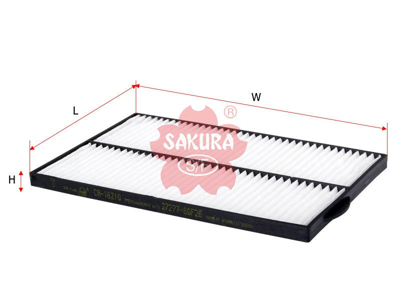 ไส้กรองอากาศห้องโดยสาร(Element), SAKURA, 27277-86F26, CA-18210, NISSAN (125280)