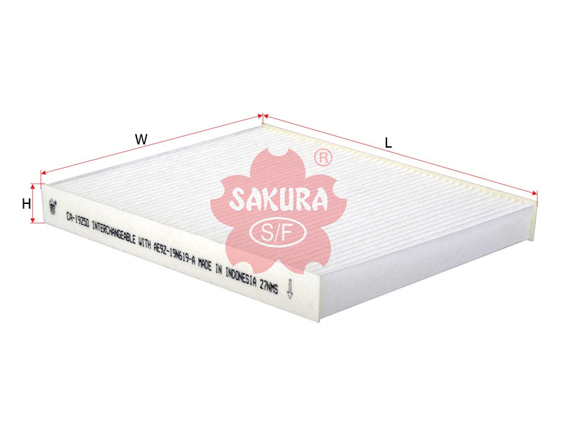 ไส้กรองอากาศแอร์(Element) , SAKURA, AE9Z-19N619-A, CA-19250, LINCOLN (125452)