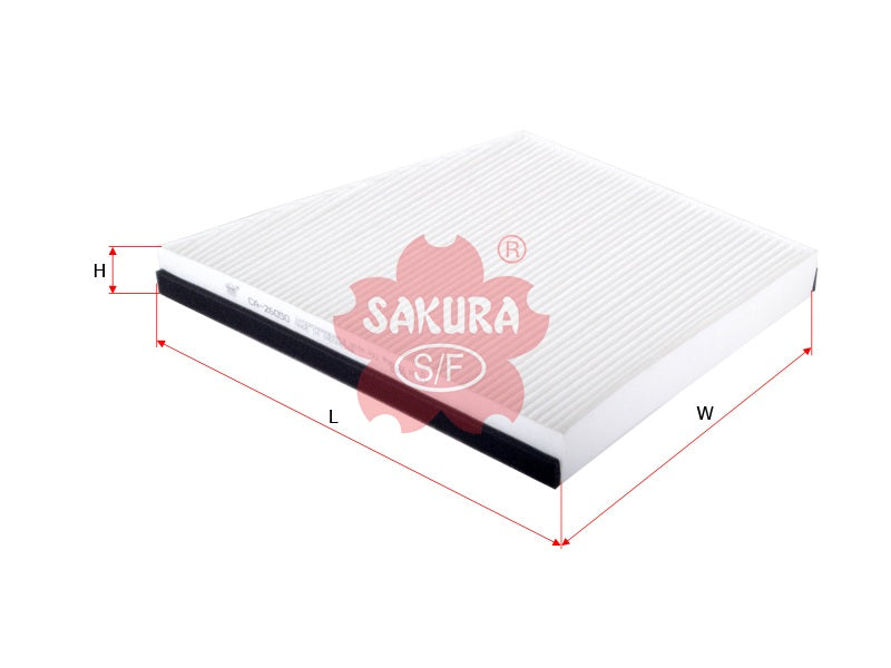 ไส้กรองอากาศห้องโดยสาร(Element), SAKURA, V30-30-1008, CA-26050, MERCEDES-BENZ (124848)