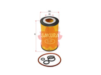 SAKURA,, Oil Filter (Element), 611 180 00 09, EO-2623, MERCEDES-BENZ