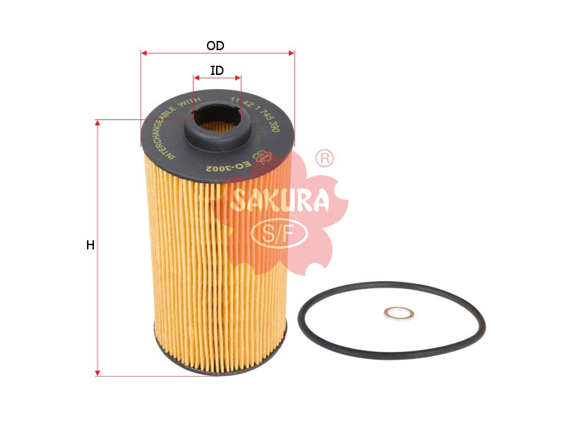 กรองน้ำมันเครื่อง(ไส้กรอง) SAKURA, LPW 000010, EO-3002, BMW ALPINA B. BOVENSIEPEN (124697)