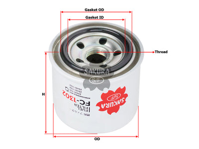 SAKURA,, Fuel Filter (Spin-On), W9501-B1001, FC-1302, TAKEUCHI