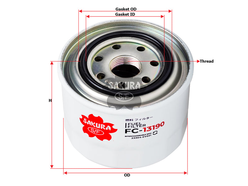 กรองน้ำมันเชื้อเพลิง(Spin-On), SAKURA, 23304-EV021, FC-13190, HINO (126182)