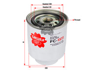 กรองน้ำมันเชื้อเพลิง(Spin-On) , SAKURA, 8-97288947-0, FC-1511, HOLDEN (125696)