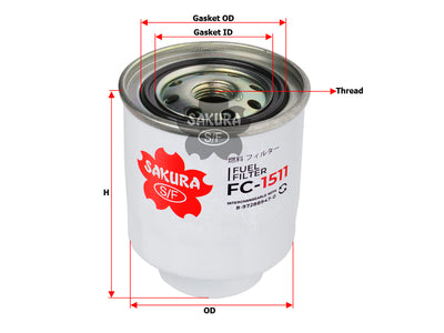 SAKURA,, Fuel Filter (Spin-On), 8-97288947-0, FC-1511, HOLDEN