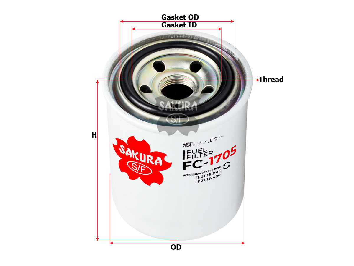 Fuel Filter (Spin-On), SAKURA, TF01-13-ZA5, FC-1705, MAZDA (125292)