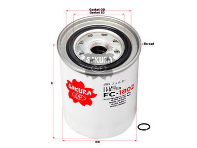 SAKURA,, Fuel Filter (Spin-On), 600-311-9651, FC-1802, KOMATSU