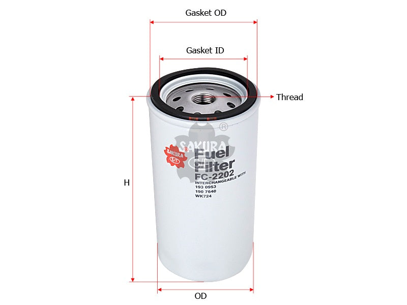 SAKURA,, Fuel Filter (Spin-On), 193 0953, FC-2202, IVECO