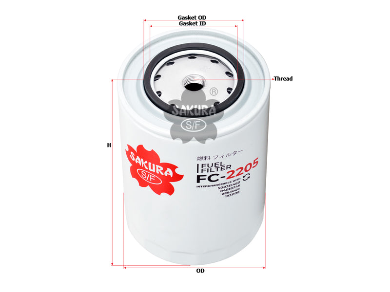 SAKURA,, Fuel Filter (Spin-On), 3038101, FC-2205, IVECO