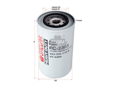 SAKURA,, Fuel Filter (Spin-On), 9Y-4406, FC-2303, MACK