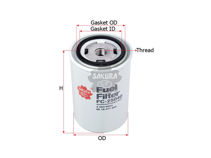 SAKURA,, Fuel Filter (Spin-On), 50 10 477 855, FC-25040, RENAULT TRUCK