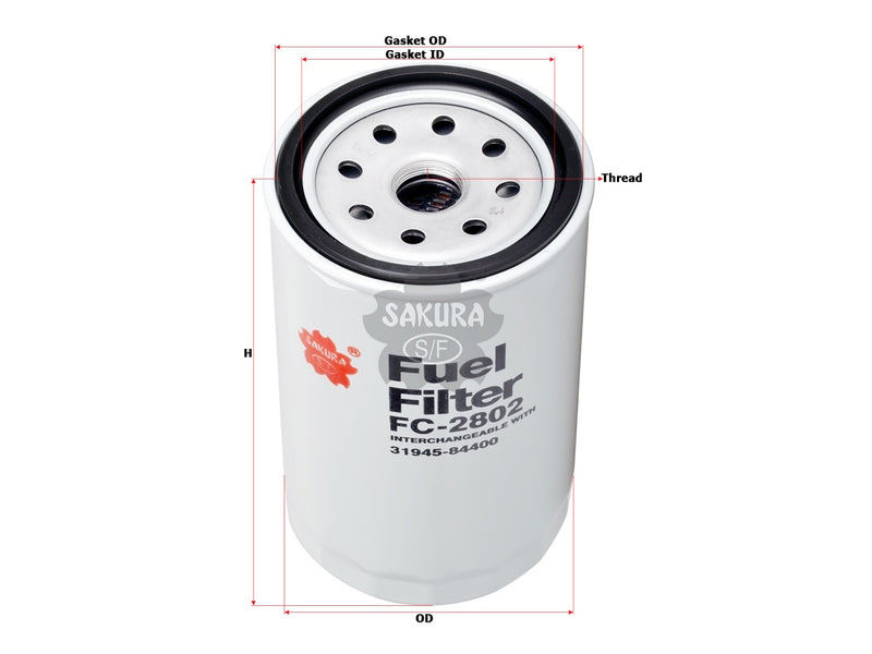 กรองน้ำมันเชื้อเพลิง(Spin-On) , SAKURA, 31945-84400, FC-2802, HYUNDAI (125833)