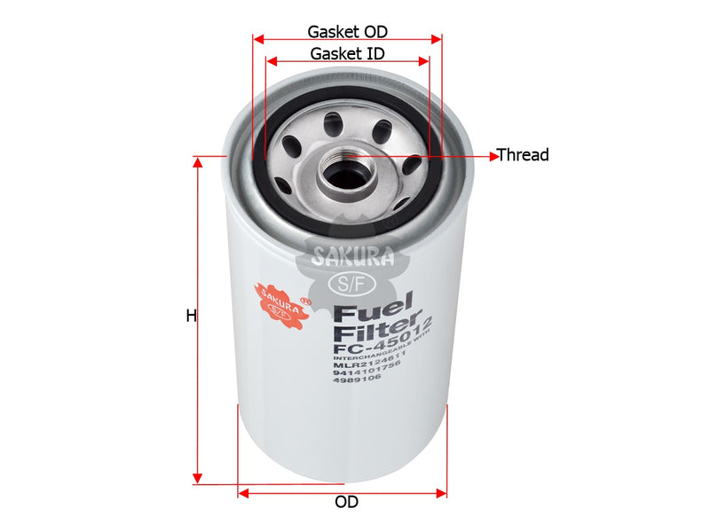 กรองน้ำมันเชื้อเพลิง(Spin-On), SAKURA, MLR2124611, FC-45012, CASE (126848)