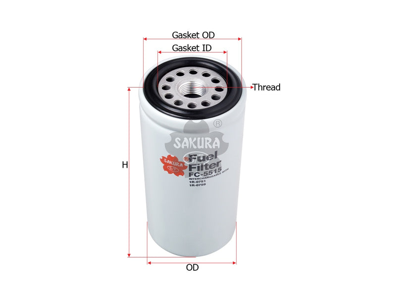 SAKURA,, Fuel Filter (Spin-On), 1R-0759, FC-5515, CATERPILLAR