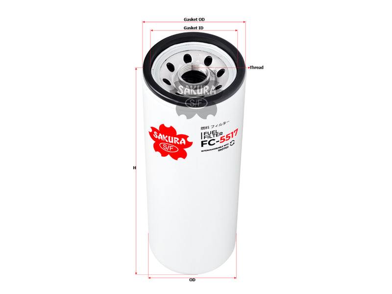 SAKURA,, Fuel Filter (Spin-On), 1R0762, FC-5517, CATERPILLAR