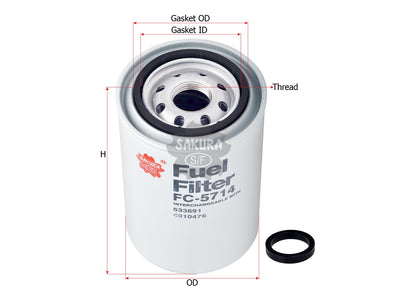 SAKURA,, Fuel Filter (Spin-On), 4010476, FC-5714, CUMMINS