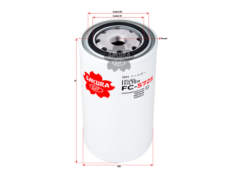 SAKURA,, Fuel Filter (Spin-On), 2943501, FC-5725, CUMMINS