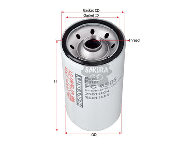 SAKURA,, Fuel Filter (Spin-On), 25011024, FC-6505, DETROIT DIESEL