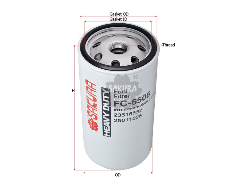 SAKURA,, Fuel Filter (Spin-On), 25011026, FC-6506, DETROIT DIESEL