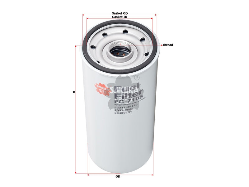 กรองน้ำมันเชื้อเพลิง(Spin-On) , SAKURA, 7420972291, FC-7108, VOLVO PENTA (123375)