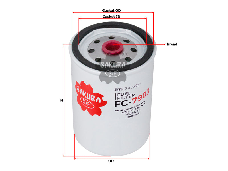 กรองน้ำมันเชื้อเพลิง(Spin-On), SAKURA, 9808001500, FC-7903, MANITOU (123135)