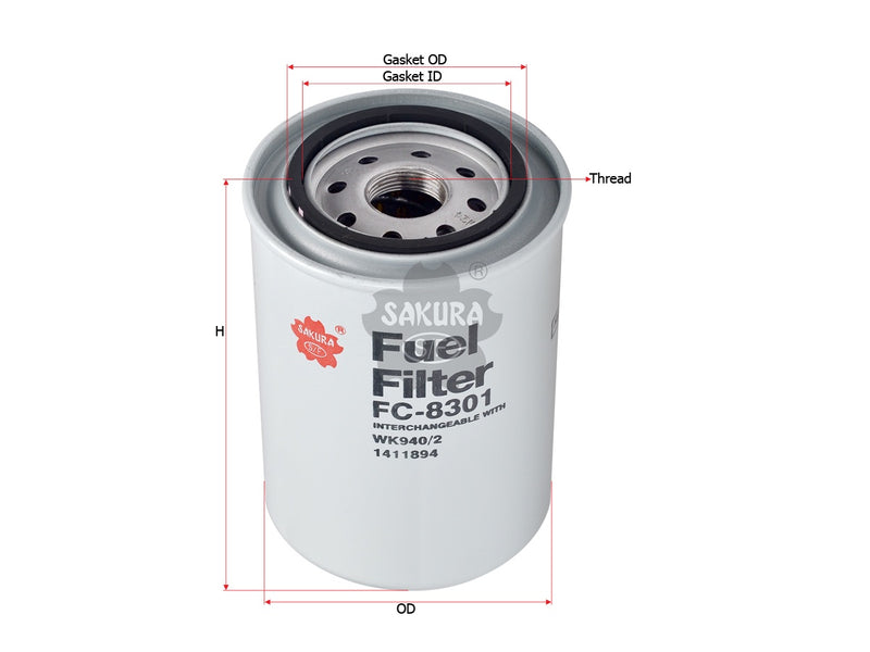 SAKURA,, Fuel Filter (Spin-On), 1763776, FC-8301, SCANIA