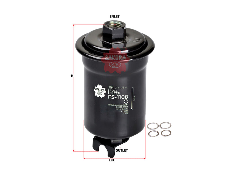 SAKURA,, Fuel Filter (In-Line), 31910-28300, FS-1108, TOYOTA
